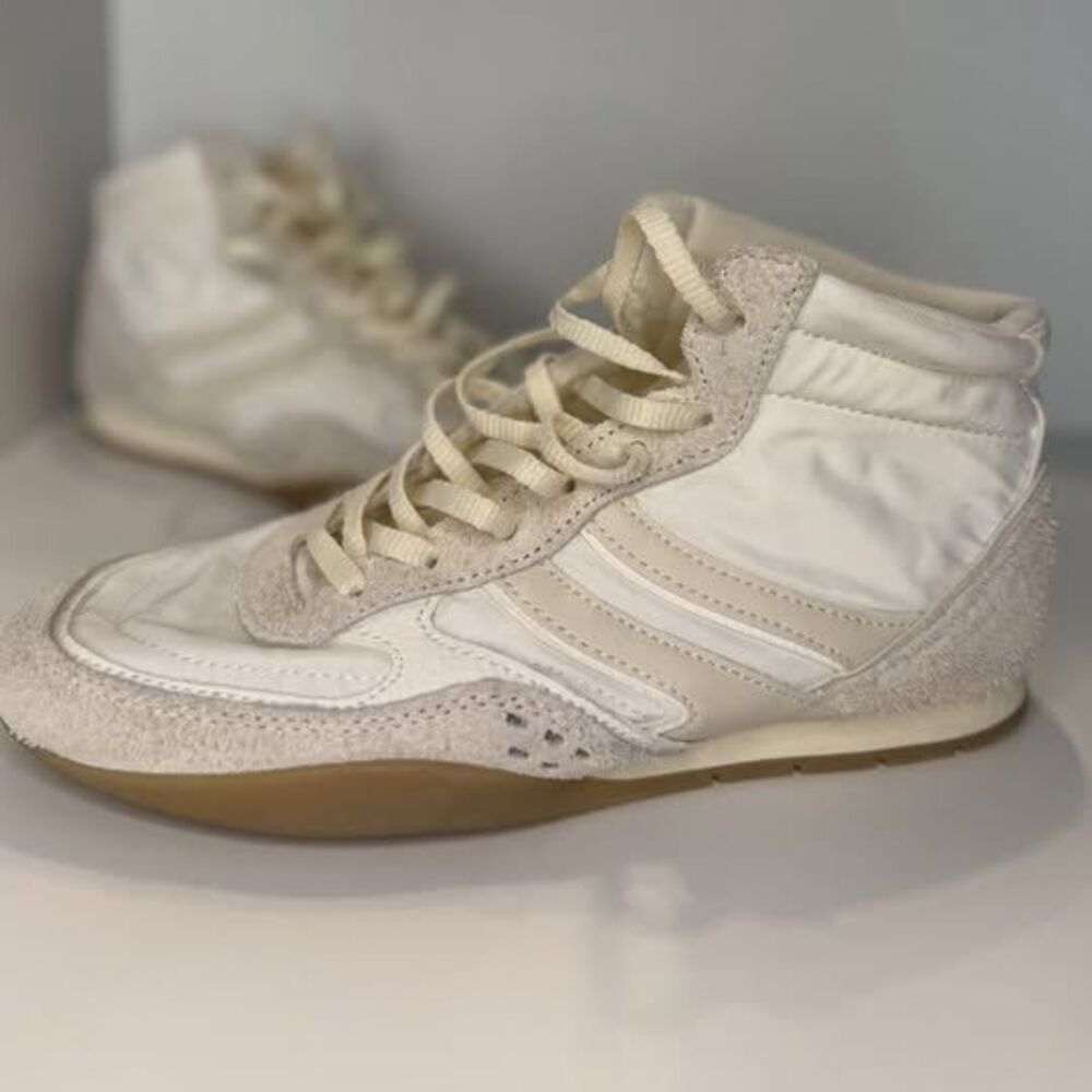 Rare Zara Shoes Womens Size 6 White Beige Retro High Top Sneakers NWOT